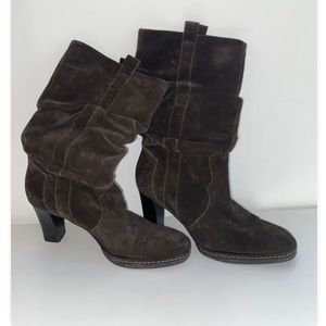Franco Sarto dark brown suede heeled  boots  size 6.5 heel 2.8”